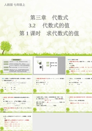 24版人教七年级数学上册基本母题精讲精练3.2　第1课时　求代数式的值 课件