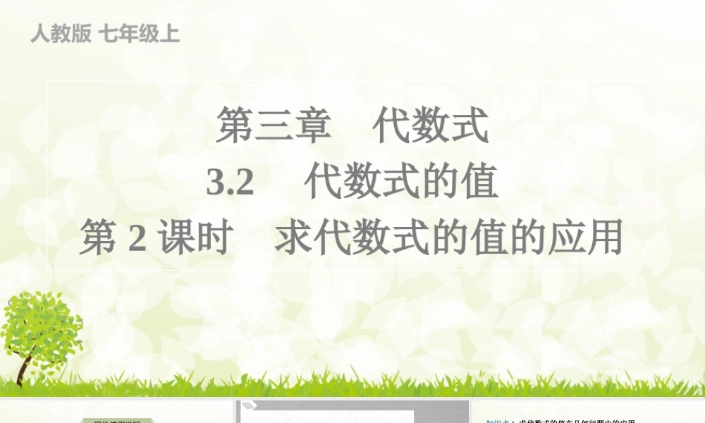 24版人教七年级数学上册基本母题精讲精练3.2　第2课时　求代数式的值的应用 课件