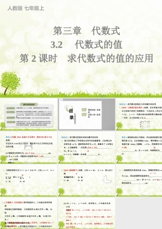 24版人教七年级数学上册基本母题精讲精练3.2　第2课时　求代数式的值的应用 课件