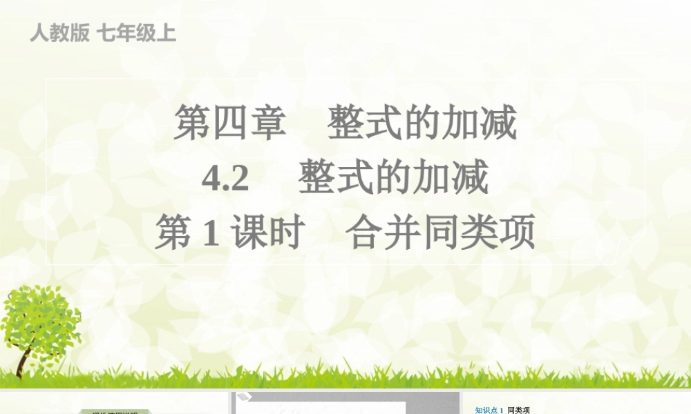 24版人教七年级数学上册基本母题精讲精练4.2　第1课时　合并同类项 课件