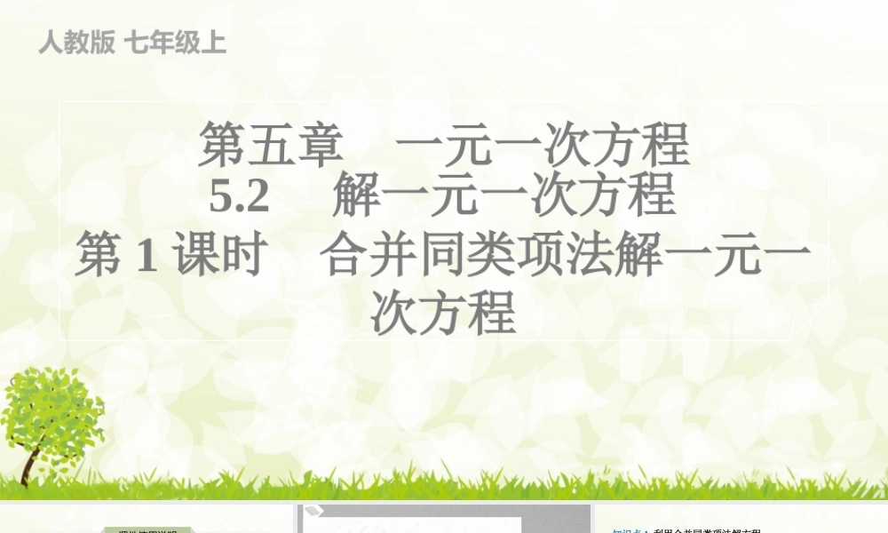 24版人教七年级数学上册基本母题精讲精练5.2　第1课时　合并同类项法解一元一次方程 课件