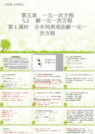 24版人教七年级数学上册基本母题精讲精练5.2　第1课时　合并同类项法解一元一次方程 课件