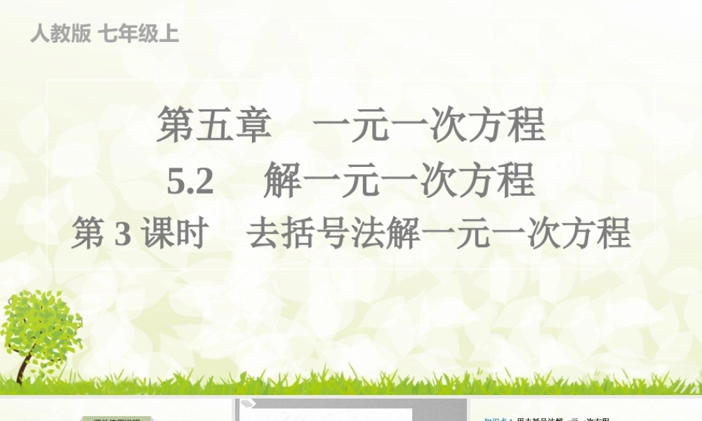 24版人教七年级数学上册基本母题精讲精练5.2　第3课时　去括号法解一元一次方程 课件