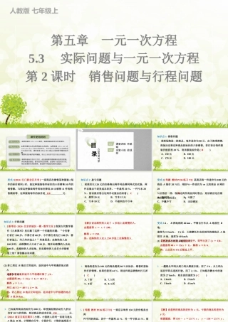 24版人教七年级数学上册基本母题精讲精练5.3　第2课时　销售问题与行程问题 课件