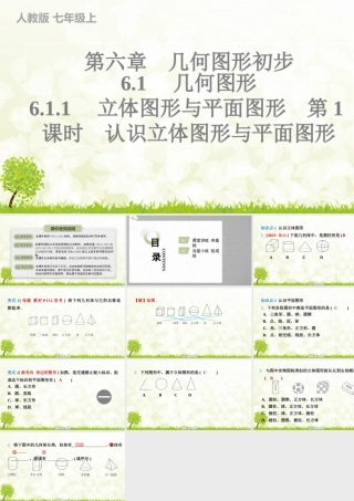 24版人教七年级数学上册基本母题精讲精练6.1.1　立体图形与平面图形　第1课时　认识立体图形与平面图形 课件