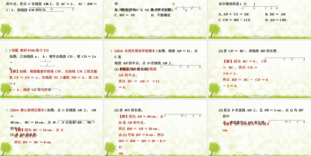 24版人教七年级数学上册基本母题精讲精练6.2.2　线段的比较与运算 课件