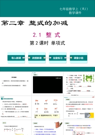 （2025秋季）新人教版七年级数学上册2.1 第2课时 单项式 课件