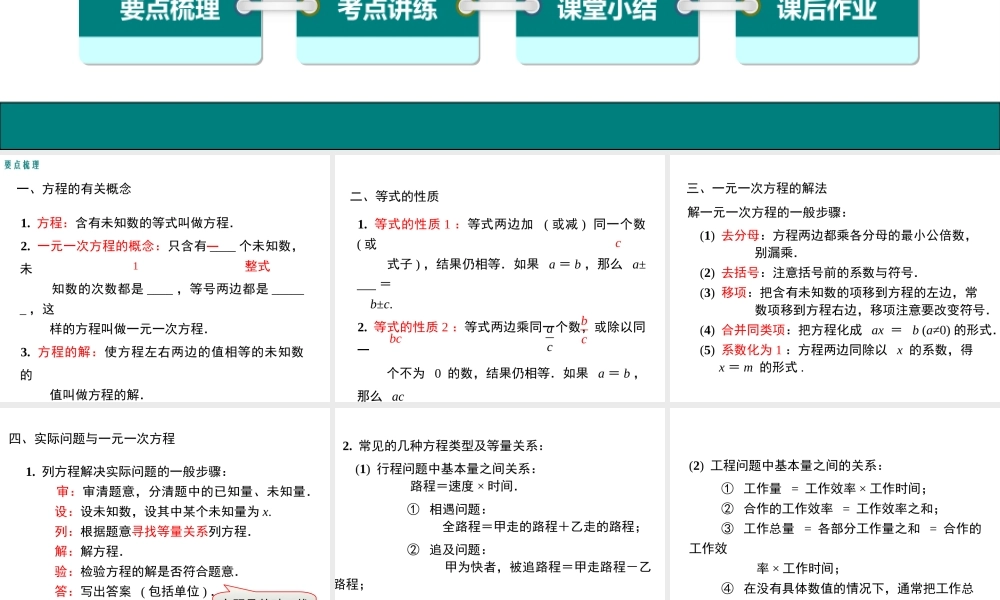 （2025秋季）新人教版七年级数学上册第三章 小结与复习 课件