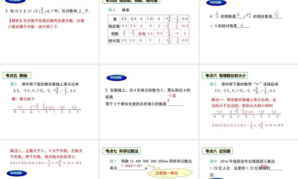 （2025秋季）新人教版七年级数学上册第一章 小结与复习 课件