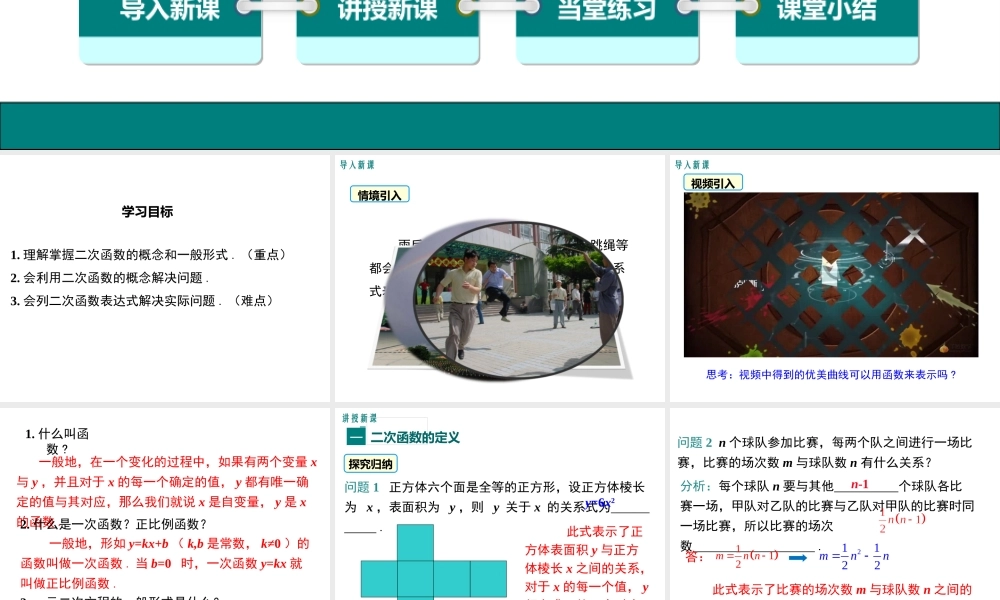 【2025年秋】九年级数学上册22.1.1 二次函数 课件