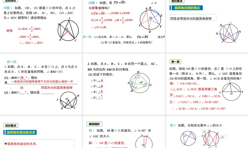 【2025年秋】人教九年级数学上册24.1.4 圆周角 课件