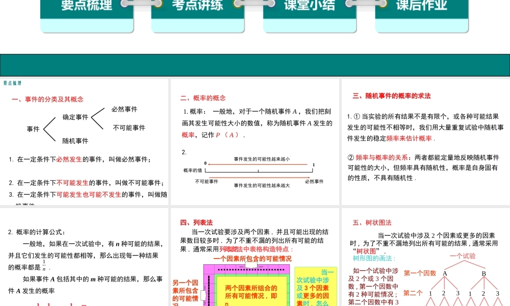 【2025年秋】人教九年级数学上册第二十五章 小结与复习 课件