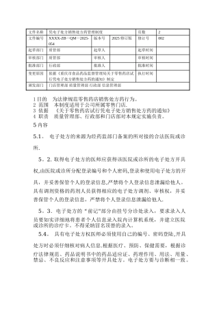 054凭电子处方销售处方药的管理制度