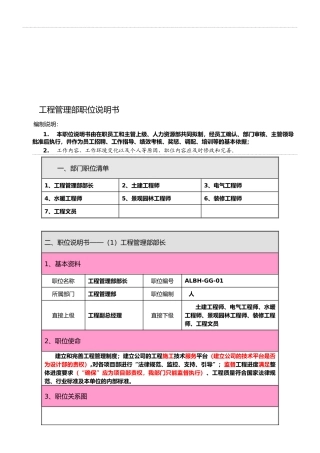 06---职位说明书--工程管理部