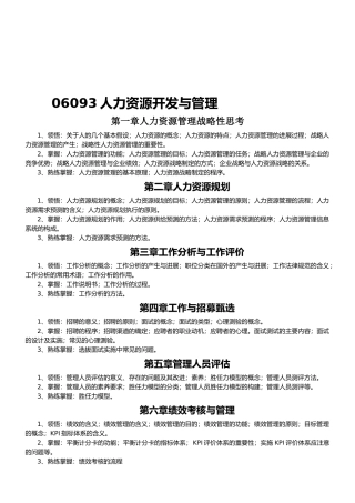 06093人力资源开发与管理考纲