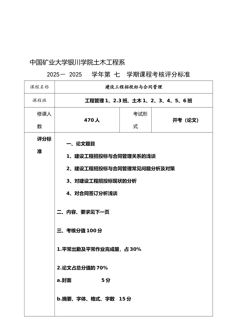 08招投标与合同管理非笔试课程考核评分标准_第1页