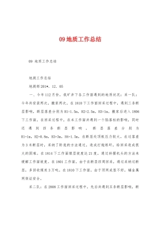 09地质工作总结