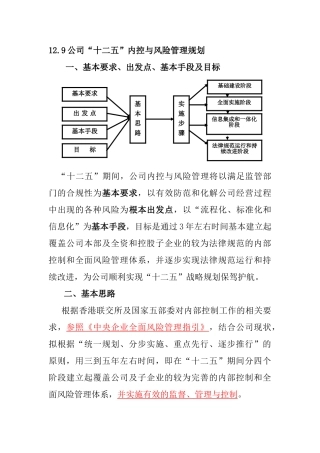 110727-公司“十二五”内控与风险管理规划