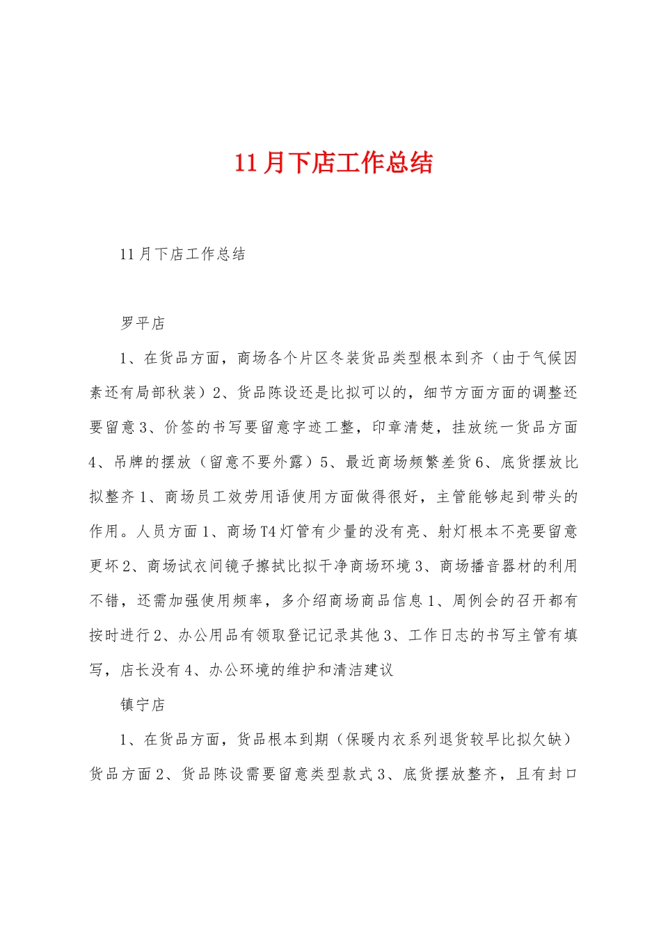 11月下店工作总结_第1页