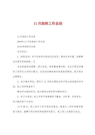 11月助班工作总结