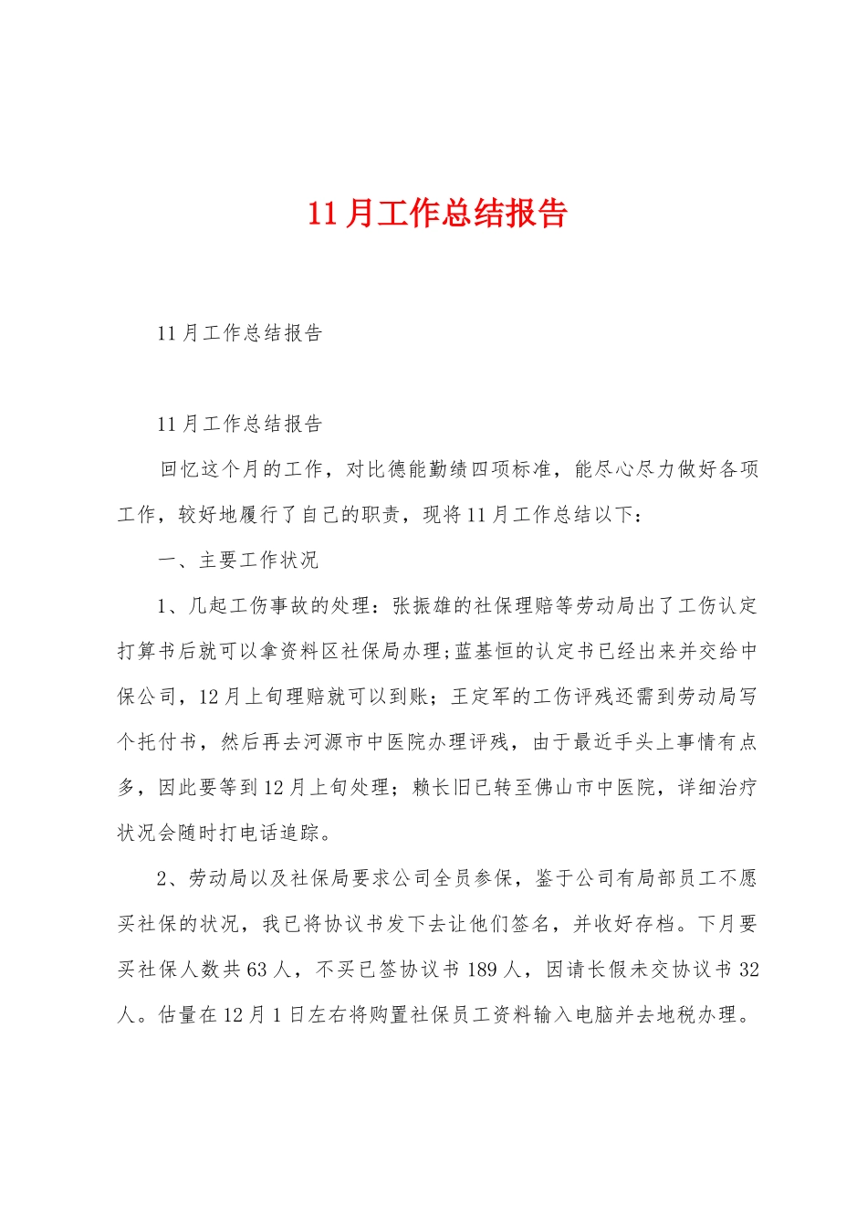 11月工作总结报告_第1页