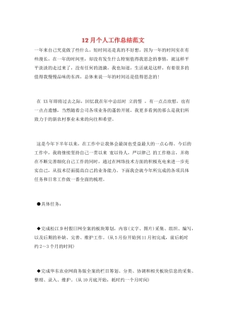 12月个人工作总结范文