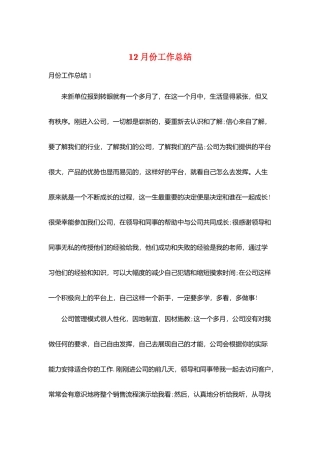 12月份工作总结