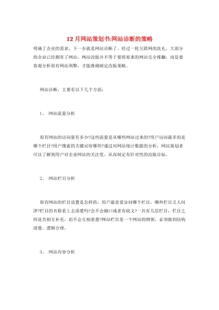 12月网站策划书-网站诊断的策略