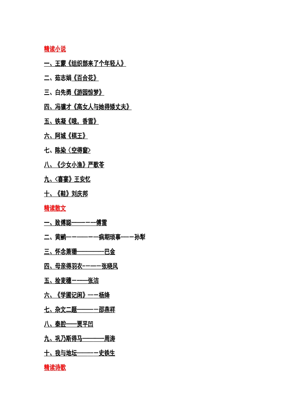 1中国当代文学作品选重点考试必过_第1页