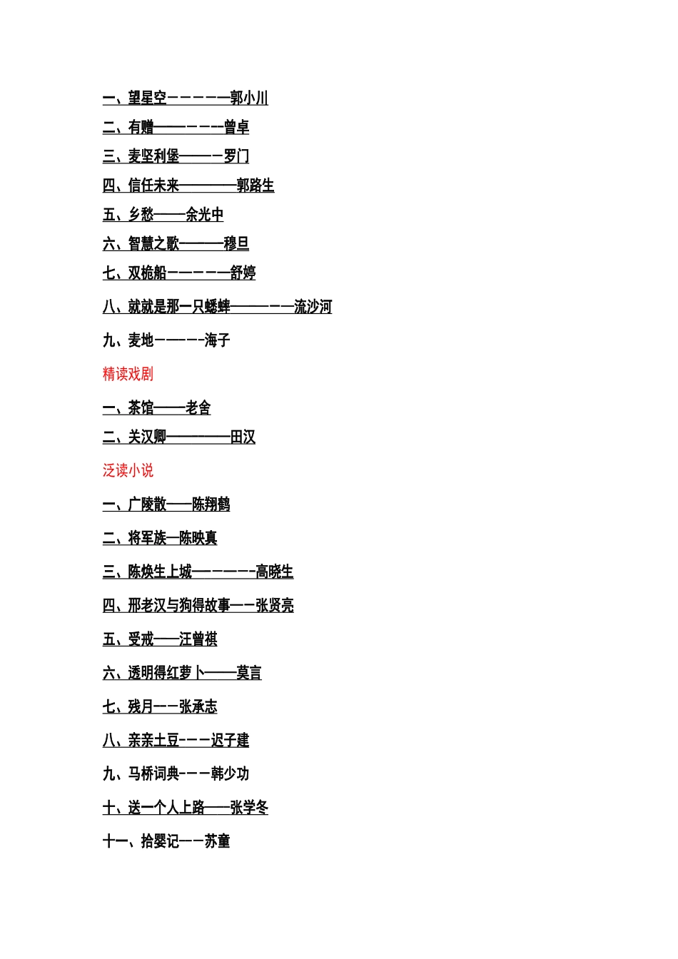 1中国当代文学作品选重点考试必过_第2页