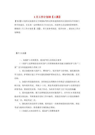 1月工作计划表