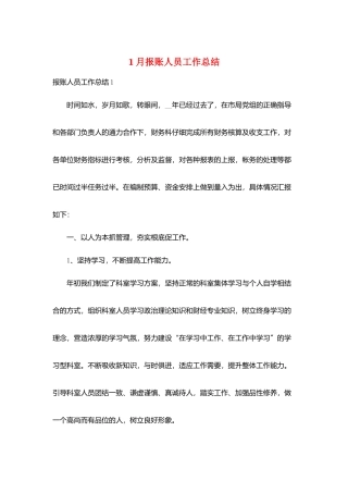 1月报账人员工作总结