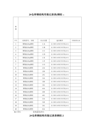 2 仓库---钢结构吊装记录表