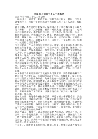 2010年公司员工个人工作总结