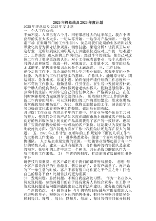 2010年终总结及2025年度计划