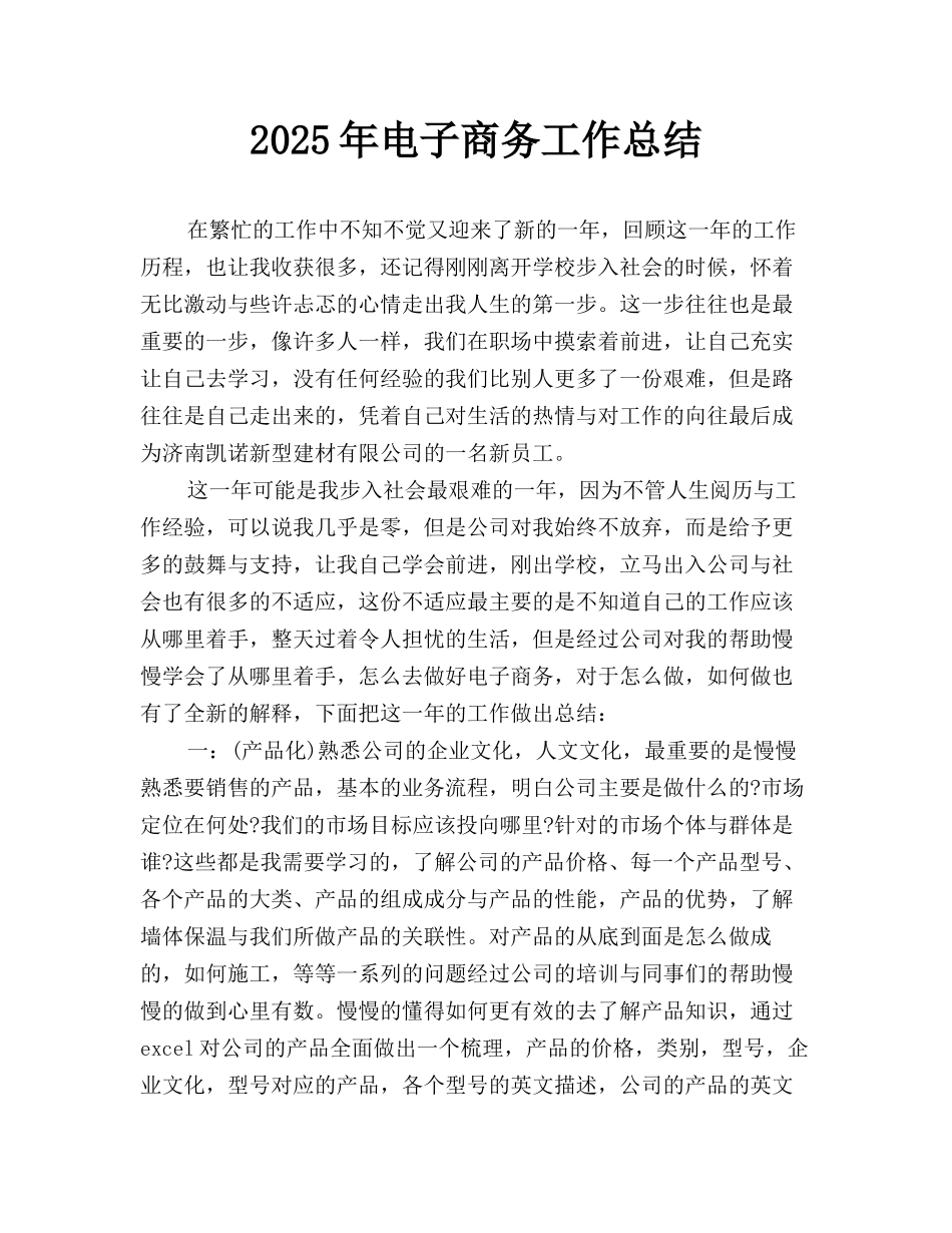 2019年电子商务工作总结_第1页