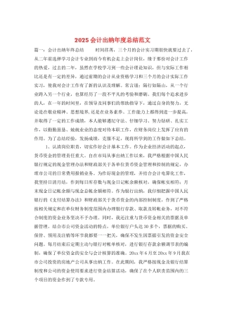 2021会计出纳年度总结范文