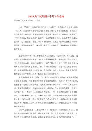 2021员工试用期三个月工作总结