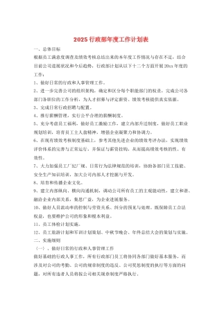 2021行政部年度工作计划表