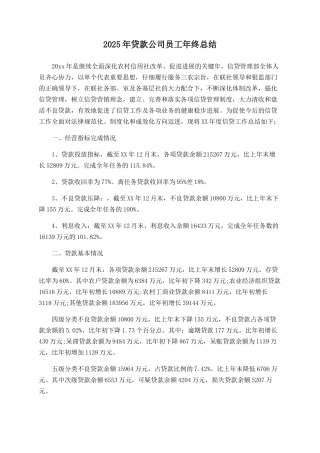 2022年贷款公司员工年终总结