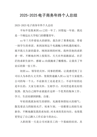 2025-2025电子商务年终个人总结