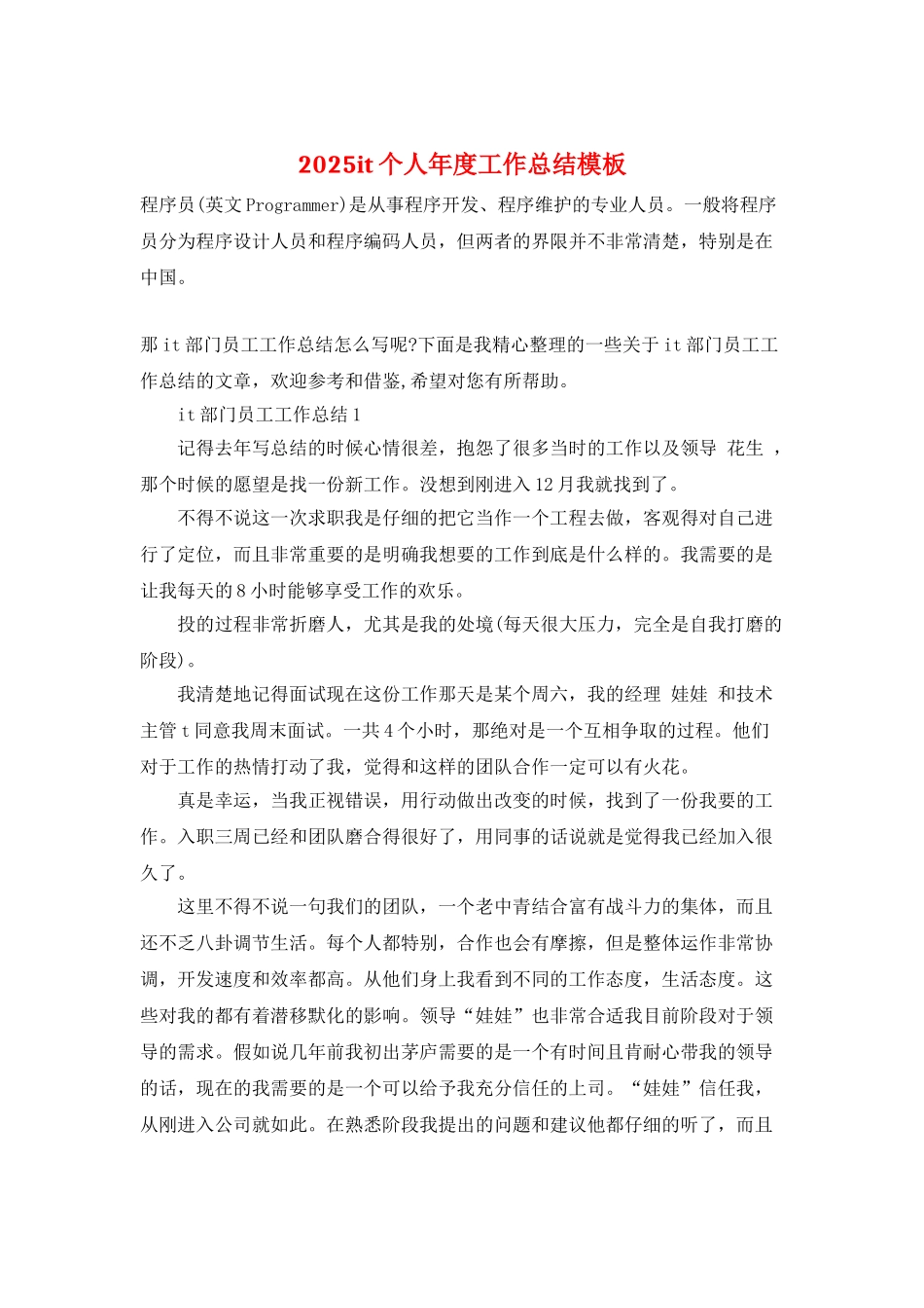 2025it个人年度工作总结模板_第1页