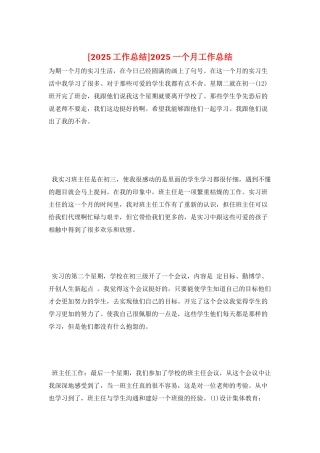 2025一个月工作总结