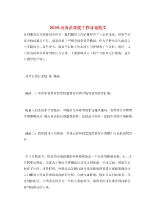 2025业务员年度工作计划范文