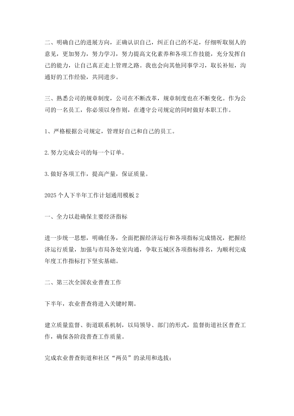 2025个人下半年工作计划通用模板_第2页