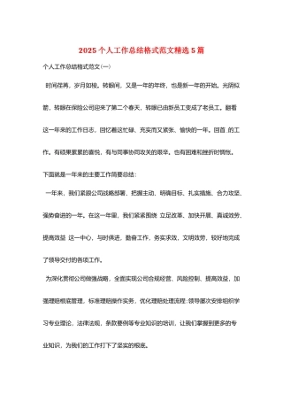 2025个人工作总结格式范文精选5篇