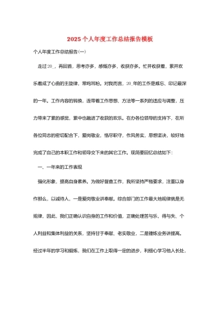2025个人年度工作总结报告模板