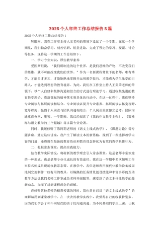 2025个人年终工作总结报告5篇