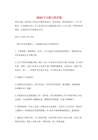 2025个人的工作计划