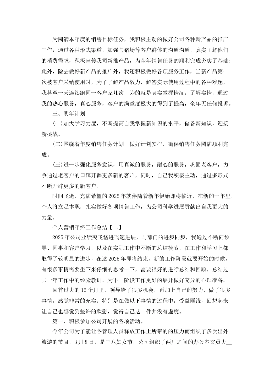 2025个人营销年终工作总结范文5篇_第2页